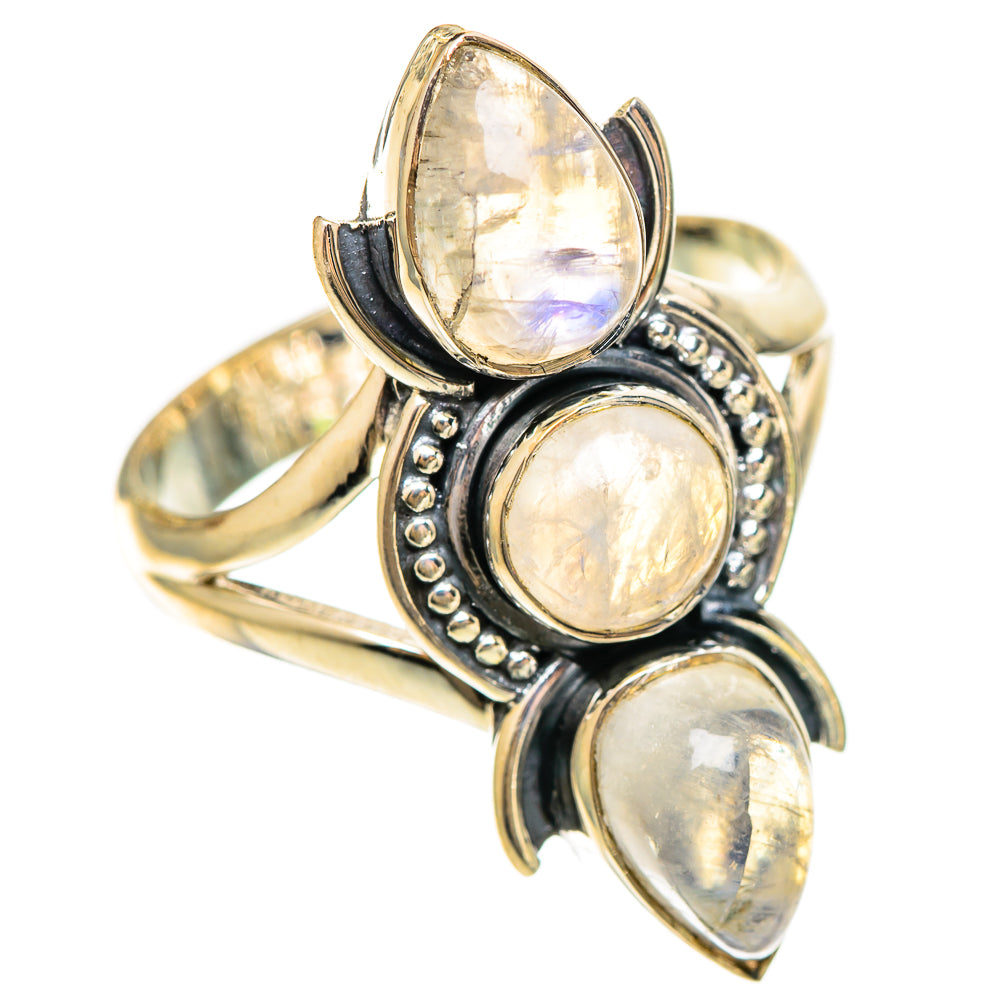 Rainbow Moonstone Rings handcrafted by Ana Silver Co - RING108511 - Photo 2