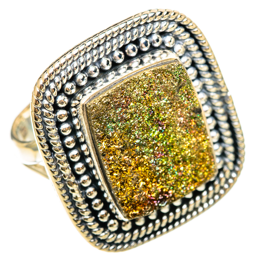 Spectro Pyrite Druzy Rings handcrafted by Ana Silver Co - RING108539 - Photo 2