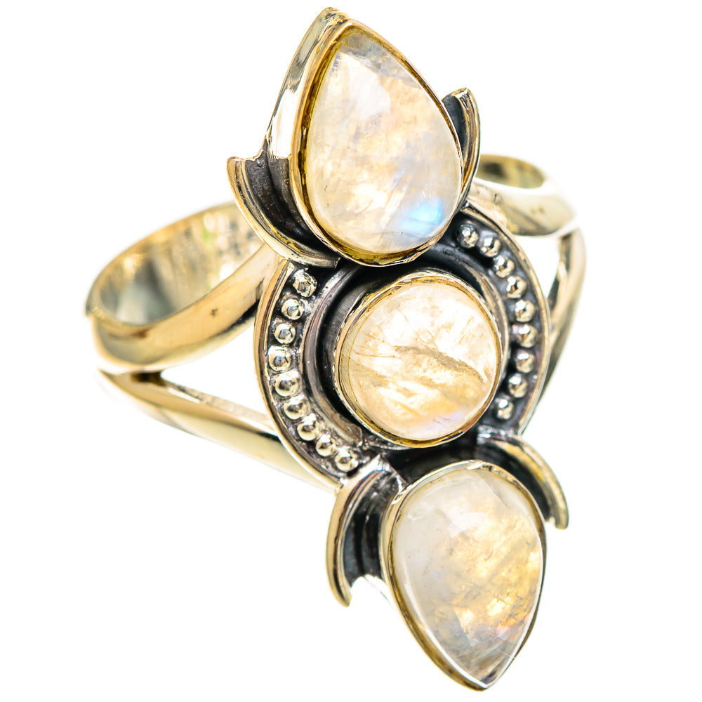 Rainbow Moonstone Rings handcrafted by Ana Silver Co - RING108541 - Photo 2