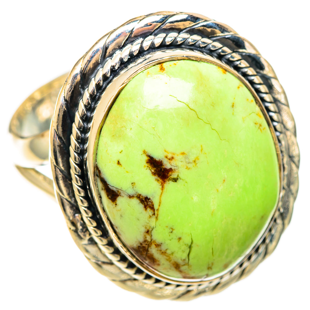 Lemon Chrysoprase Rings handcrafted by Ana Silver Co - RING108559 - Photo 2