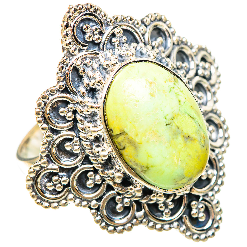 Lemon Chrysoprase Rings handcrafted by Ana Silver Co - RING108589 - Photo 2