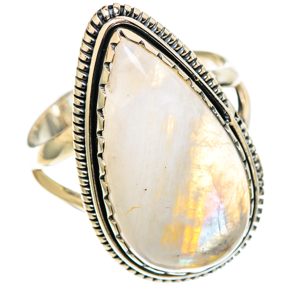 Rainbow Moonstone Rings handcrafted by Ana Silver Co - RING108654 - Photo 2