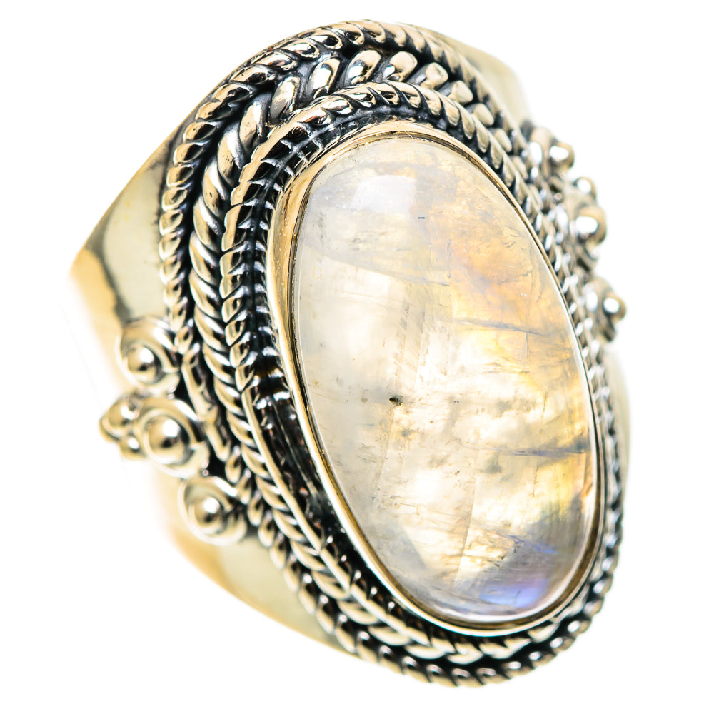 Rainbow Moonstone Rings handcrafted by Ana Silver Co - RING108723 - Photo 2