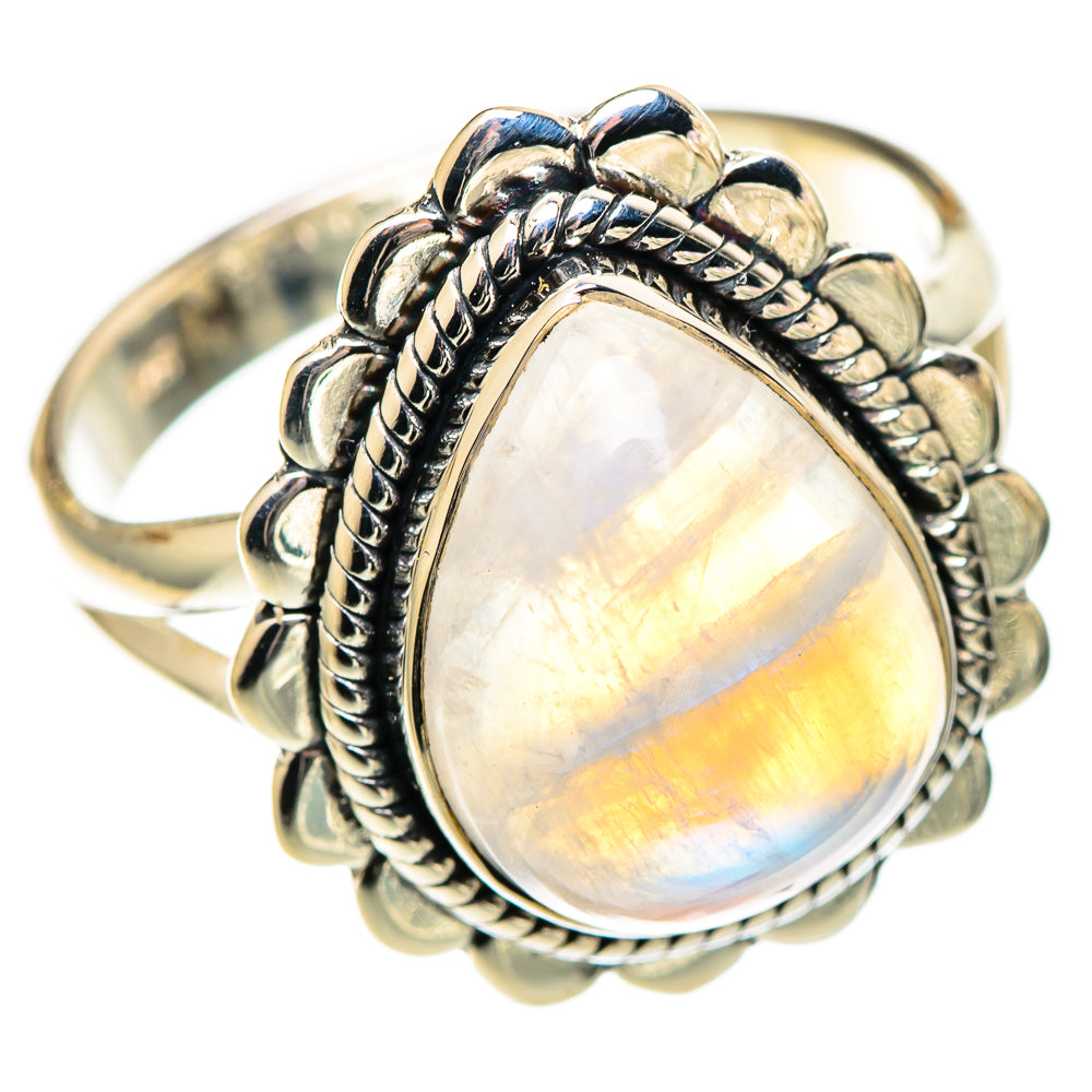 Rainbow Moonstone Rings handcrafted by Ana Silver Co - RING108724 - Photo 2