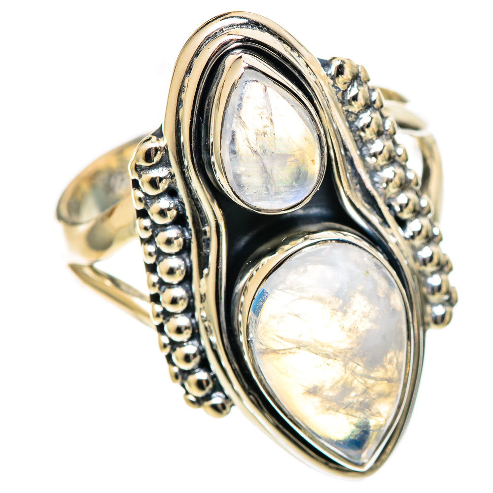 Rainbow Moonstone Rings handcrafted by Ana Silver Co - RING108754 - Photo 2