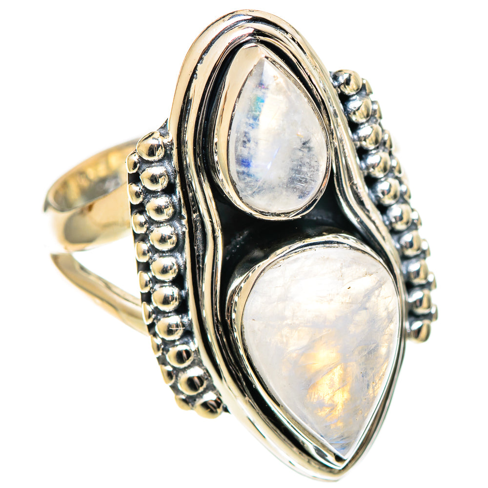 Rainbow Moonstone Rings handcrafted by Ana Silver Co - RING108784 - Photo 2