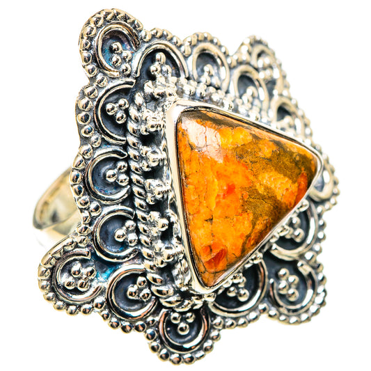 Orange Copper Composite Turquoise Rings handcrafted by Ana Silver Co - RING108844 - Photo 2