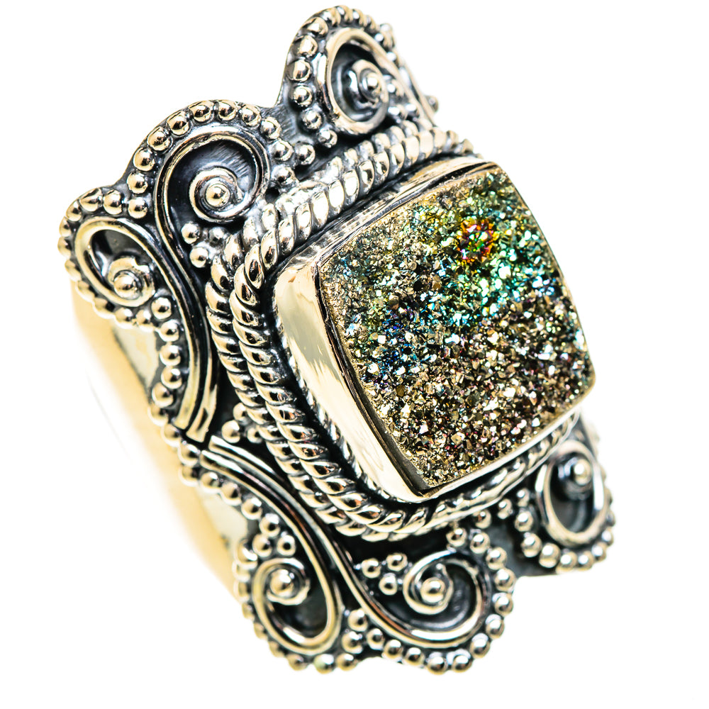 Spectro Pyrite Druzy Rings handcrafted by Ana Silver Co - RING108886 - Photo 2