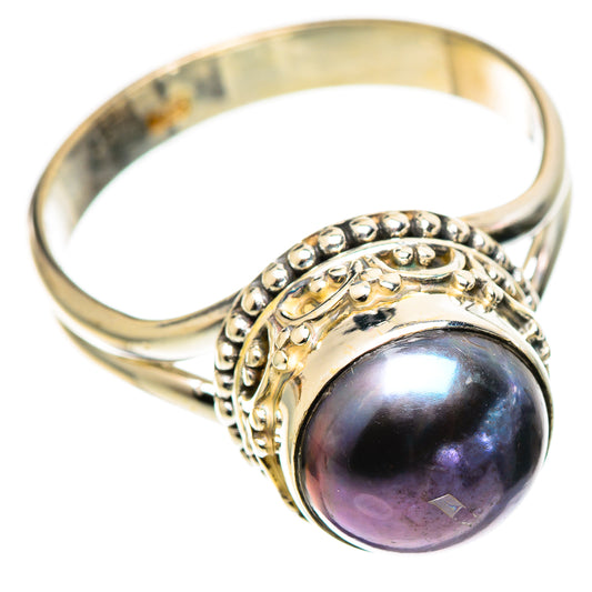 Titanium Pearl Rings handcrafted by Ana Silver Co - RING108975 - Photo 2