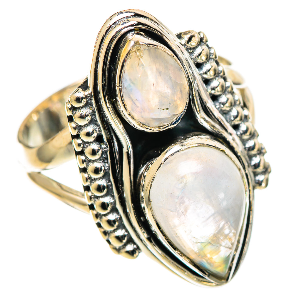 Rainbow Moonstone Rings handcrafted by Ana Silver Co - RING108981 - Photo 2