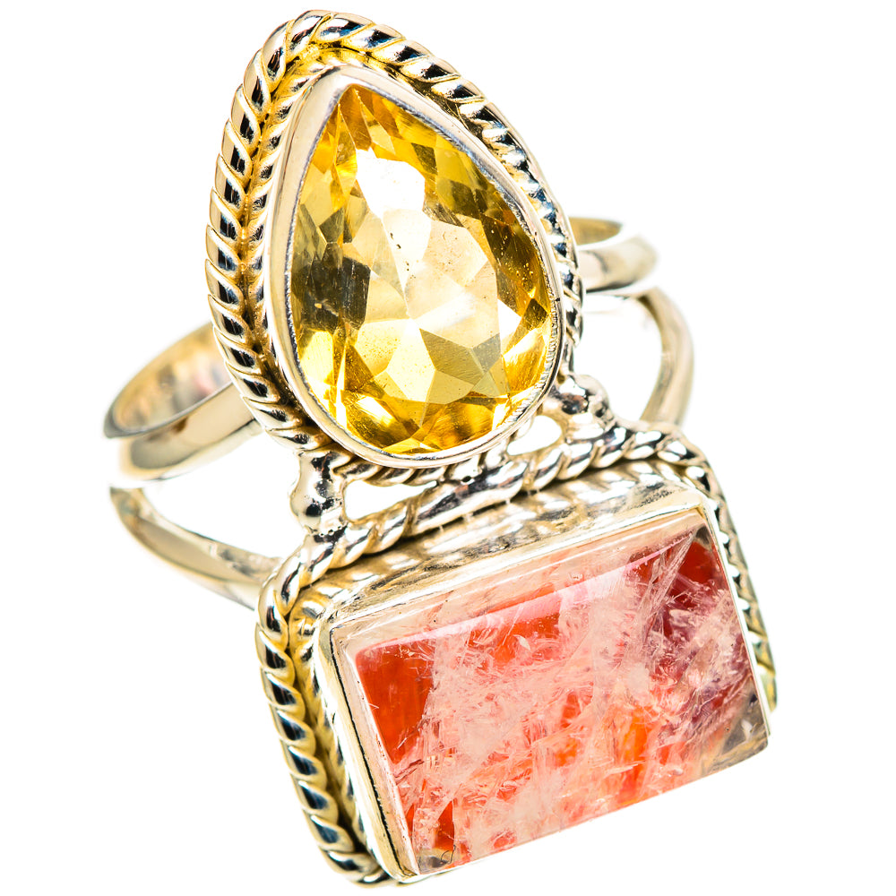 Orange Moonstone Rings handcrafted by Ana Silver Co - RING109001 - Photo 2