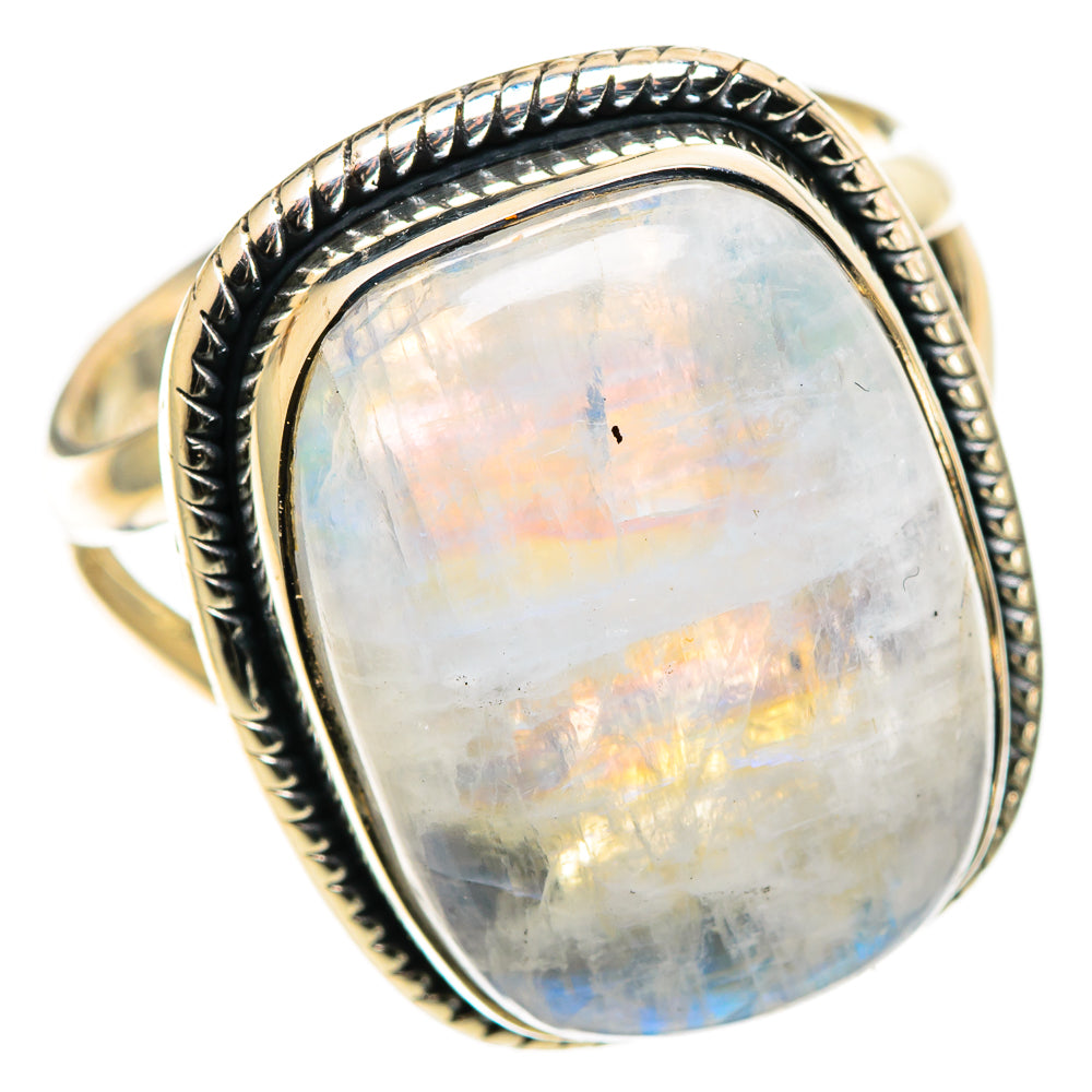 Rainbow Moonstone Rings handcrafted by Ana Silver Co - RING109012 - Photo 2