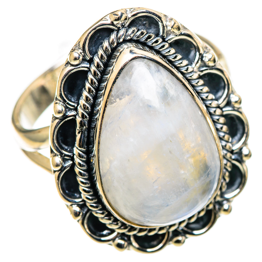 Rainbow Moonstone Rings handcrafted by Ana Silver Co - RING109013 - Photo 2