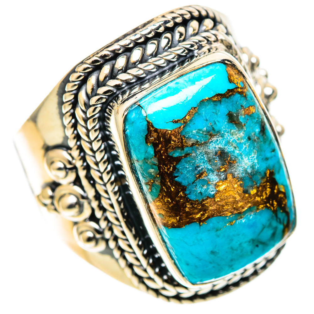 Blue Copper Composite Turquoise Rings handcrafted by Ana Silver Co - RING109020 - Photo 2