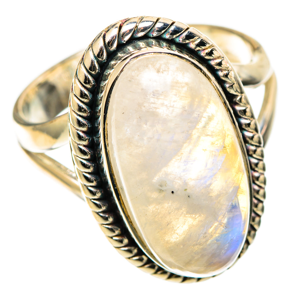 Rainbow Moonstone Rings handcrafted by Ana Silver Co - RING109067 - Photo 2