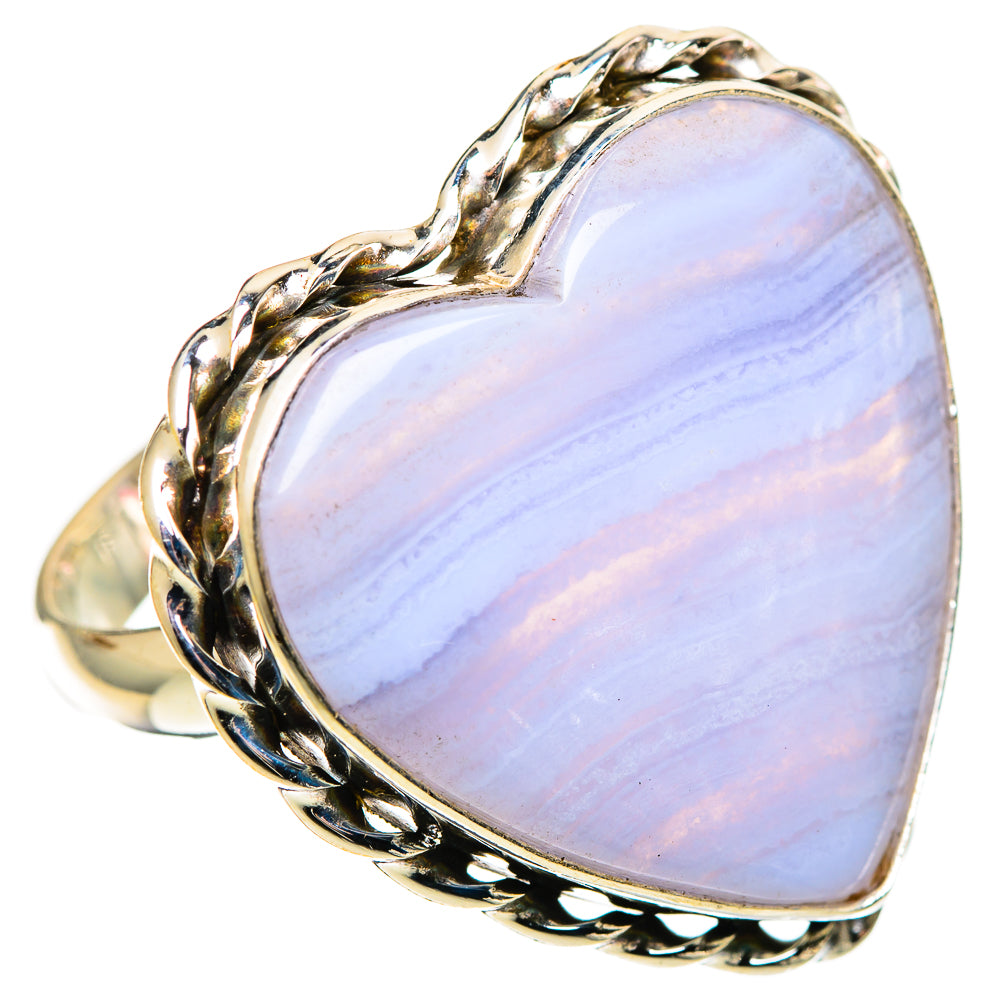 Blue Lace Agate Rings handcrafted by Ana Silver Co - RING109124 - Photo 2