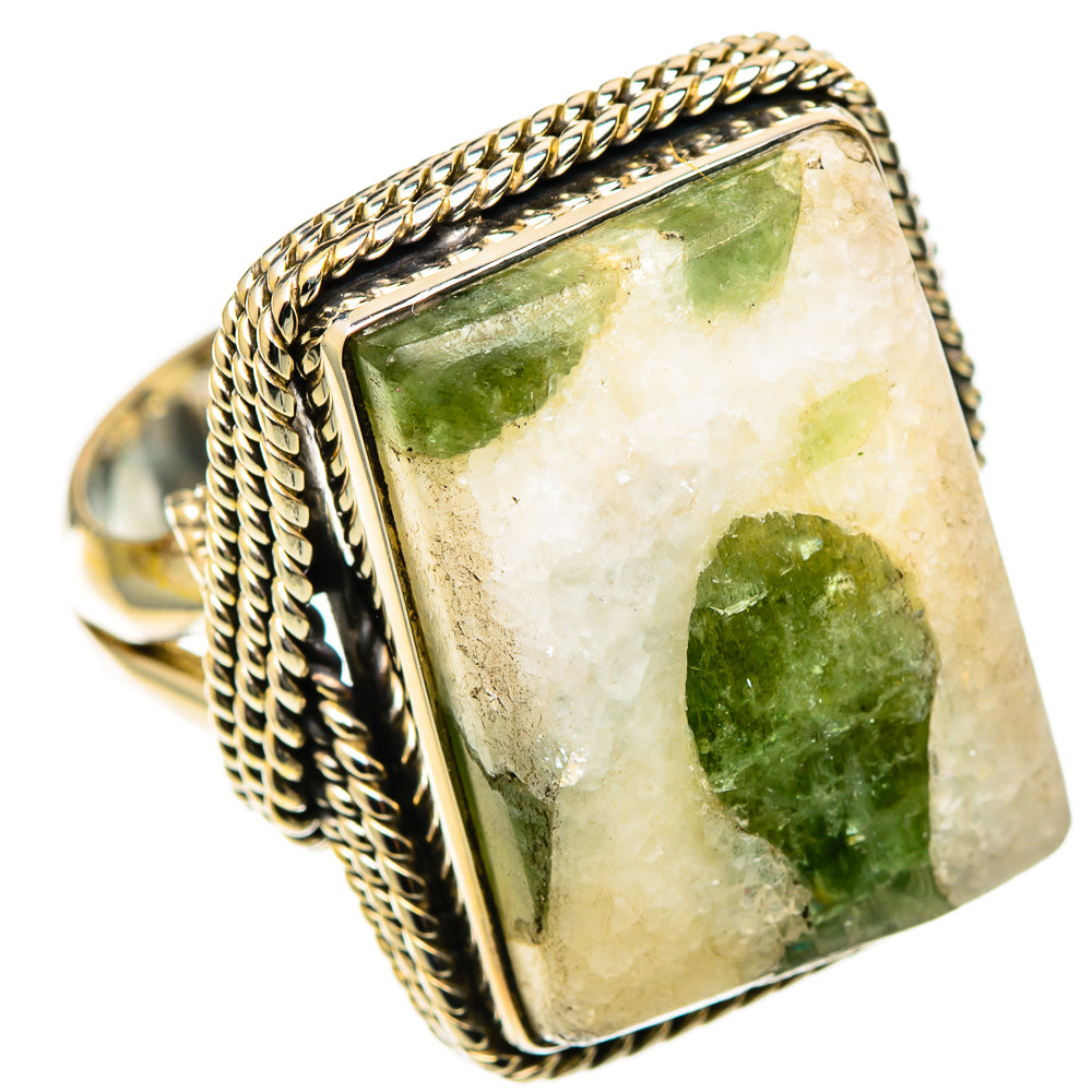 Green Tourmaline In Quartz Rings handcrafted by Ana Silver Co - RING109145 - Photo 2