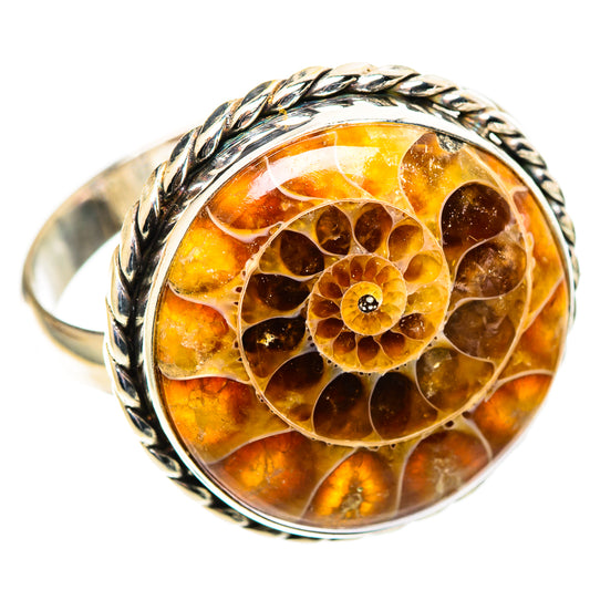 Ammonite Fossil Rings handcrafted by Ana Silver Co - RING109150 - Photo 2