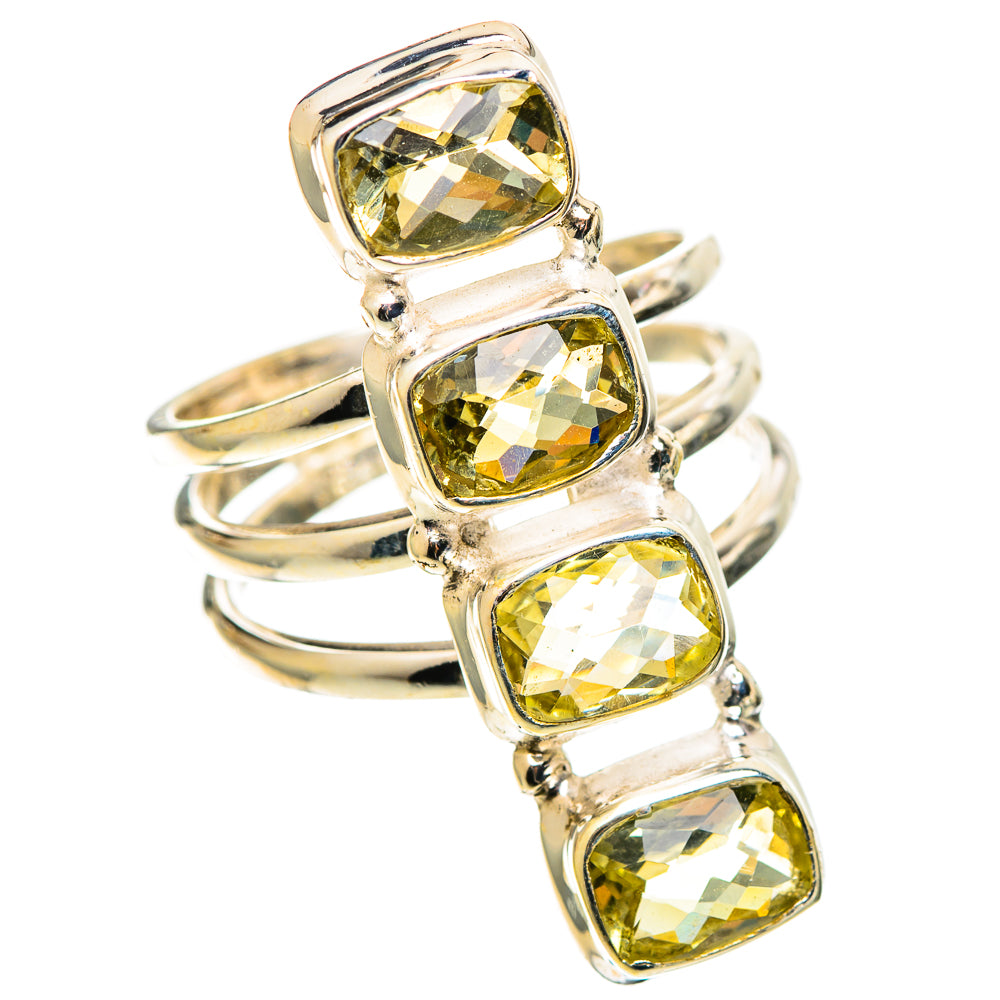 Sterling silver ring with four faceted citrine gemstones, prong-set