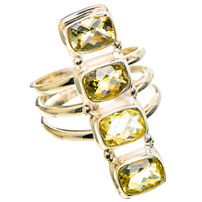 Sterling silver ring with four faceted citrine gemstones, prong-set