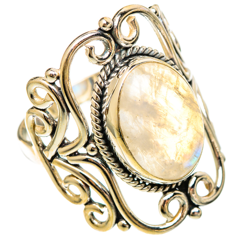 Rainbow Moonstone Rings handcrafted by Ana Silver Co - RING109278 - Photo 2