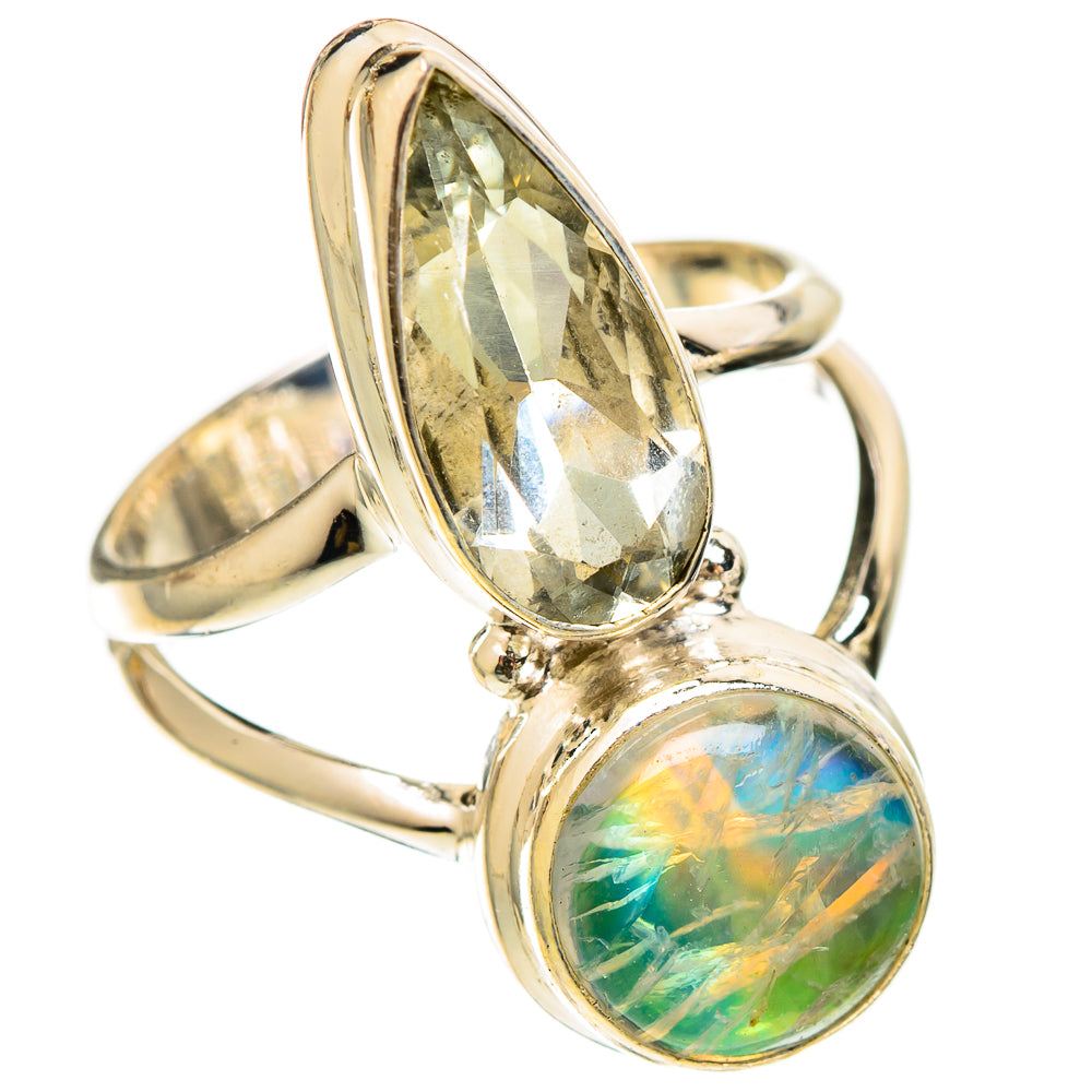 Green Moonstone Rings handcrafted by Ana Silver Co - RING109329 - Photo 2
