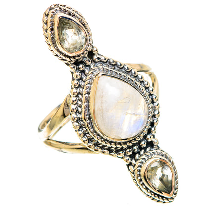 Rainbow Moonstone Rings handcrafted by Ana Silver Co - RING109444 - Photo 2