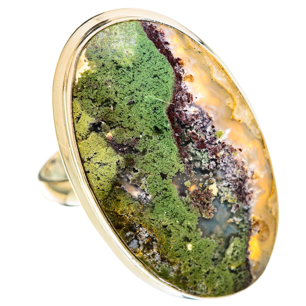 Green Moss Agate Rings handcrafted by Ana Silver Co - RING109466 - Photo 2