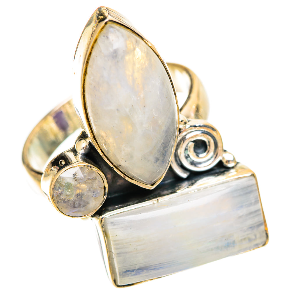 Rainbow Moonstone Rings handcrafted by Ana Silver Co - RING109488 - Photo 2