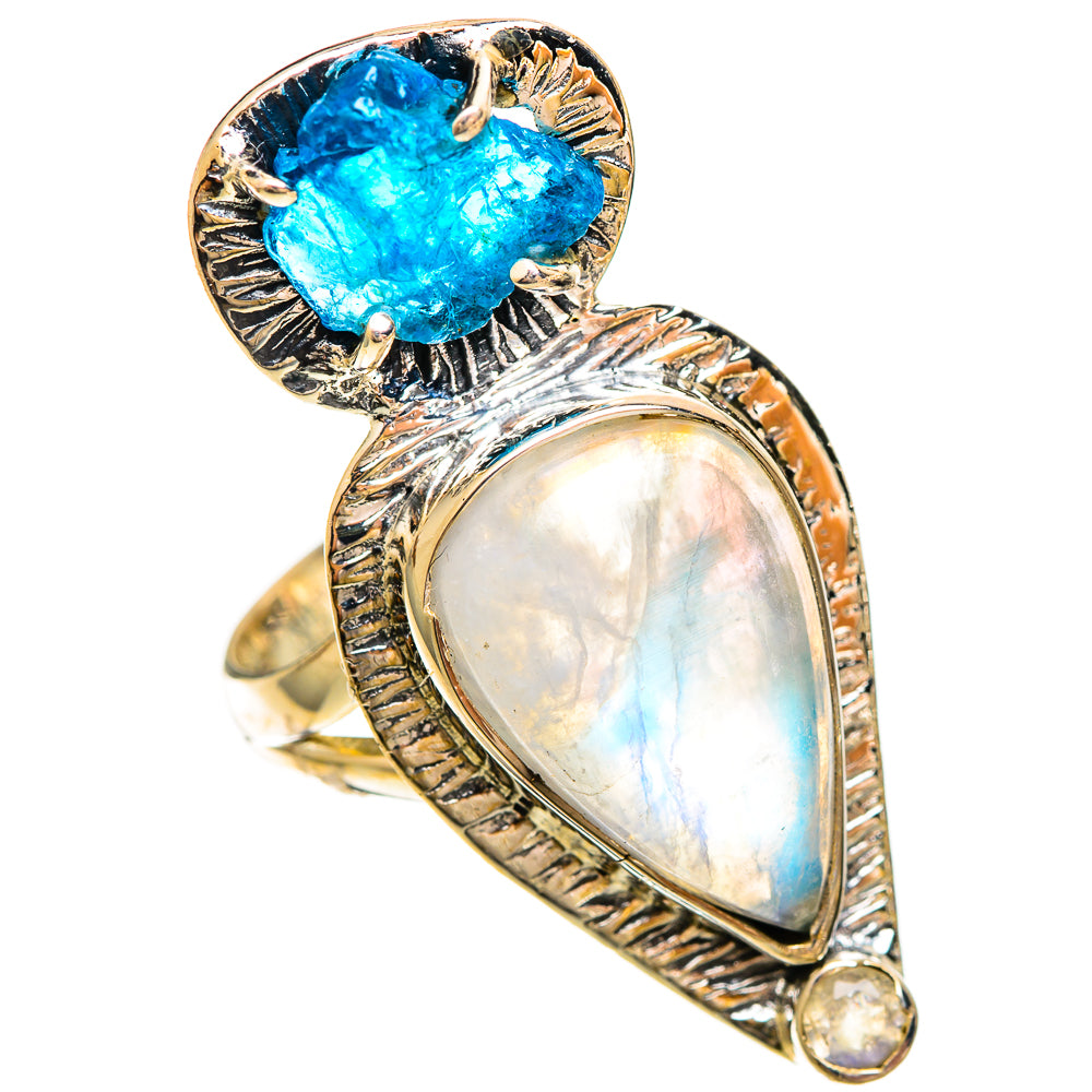 Rainbow Moonstone Rings handcrafted by Ana Silver Co - RING109495 - Photo 2