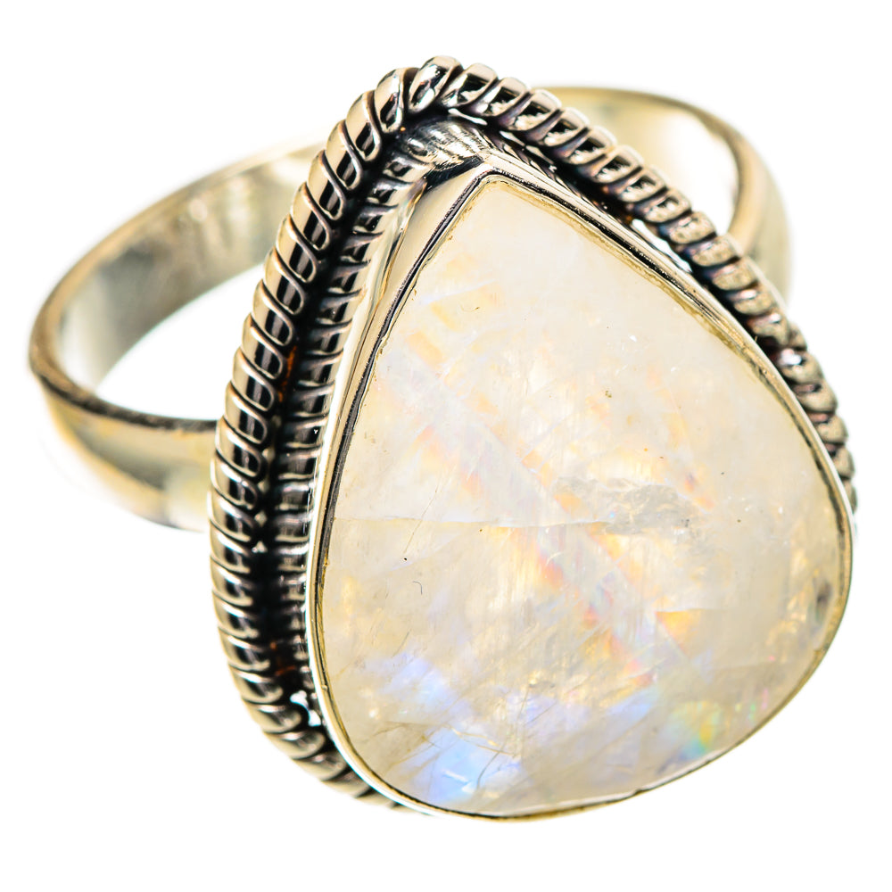 Rainbow Moonstone Rings handcrafted by Ana Silver Co - RING109557 - Photo 2