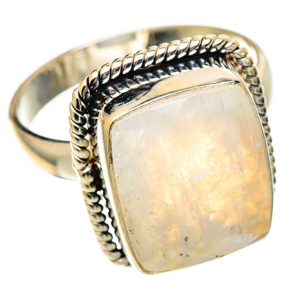Rainbow Moonstone Rings handcrafted by Ana Silver Co - RING109559 - Photo 2