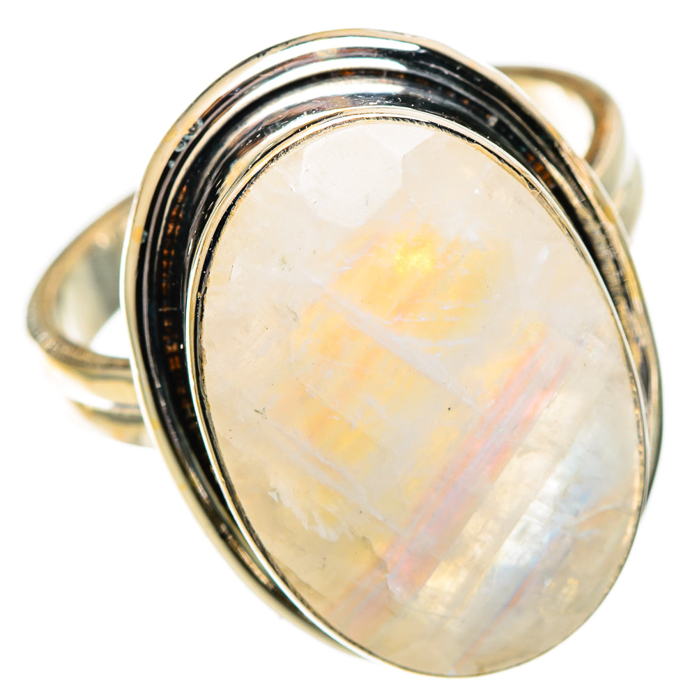 Rainbow Moonstone Rings handcrafted by Ana Silver Co - RING109584 - Photo 2
