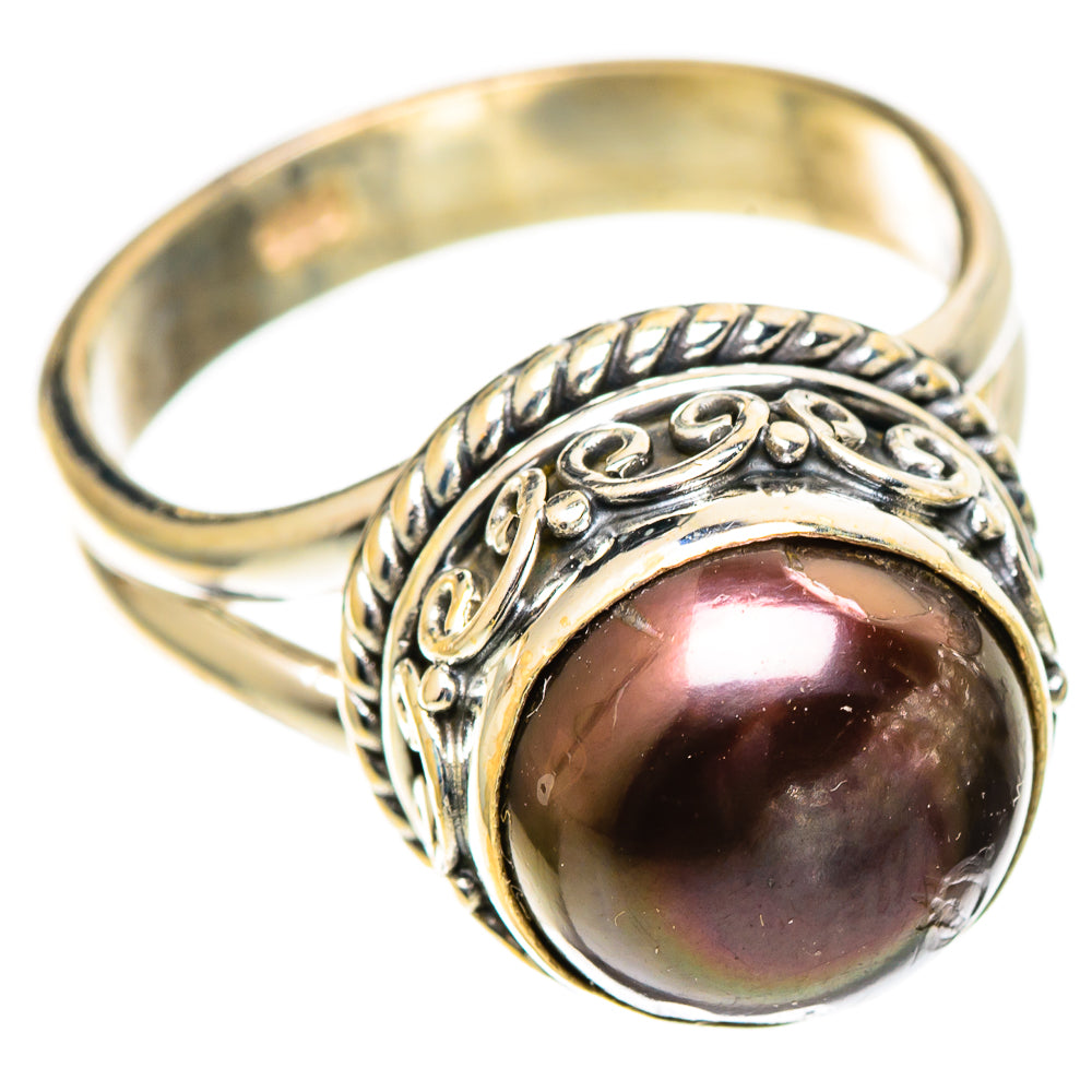 Titanium Pearl Rings handcrafted by Ana Silver Co - RING109602 - Photo 2