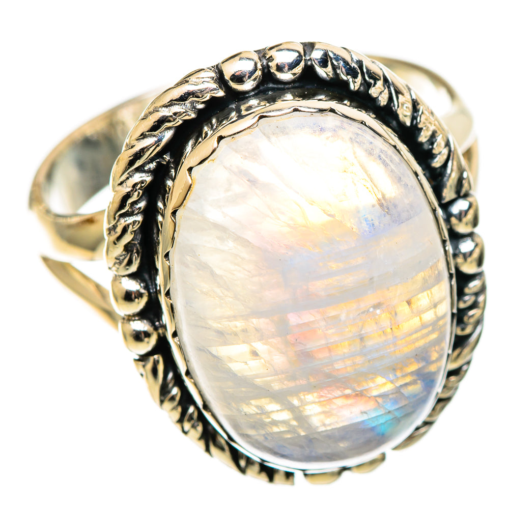 Rainbow Moonstone Rings handcrafted by Ana Silver Co - RING109615 - Photo 2