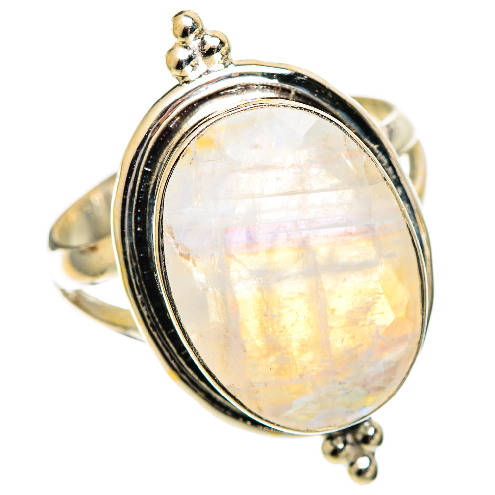 Rainbow Moonstone Rings handcrafted by Ana Silver Co - RING109617 - Photo 2