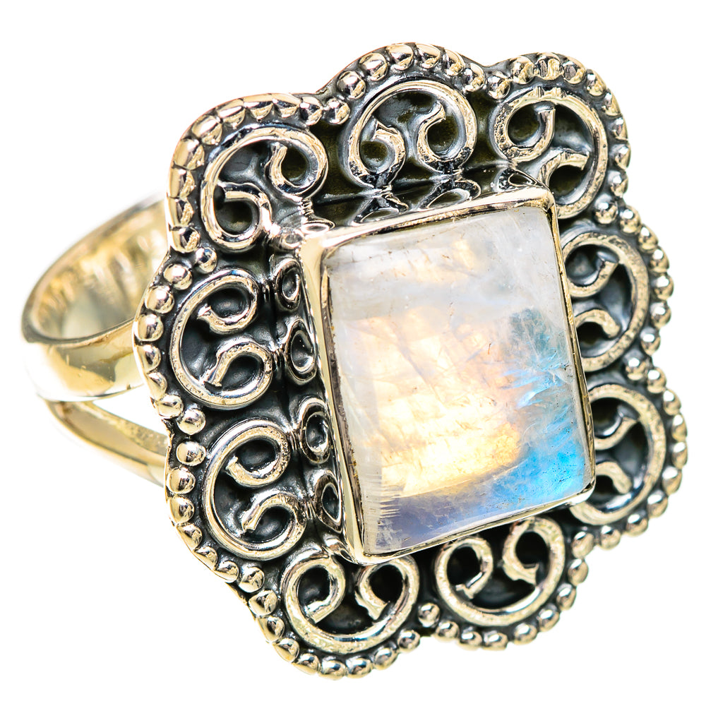 Rainbow Moonstone Rings handcrafted by Ana Silver Co - RING109639 - Photo 2