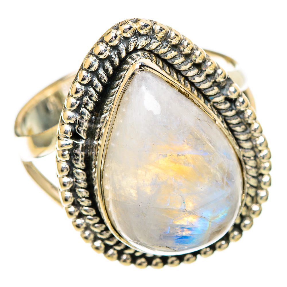 Rainbow Moonstone Rings handcrafted by Ana Silver Co - RING109643 - Photo 2