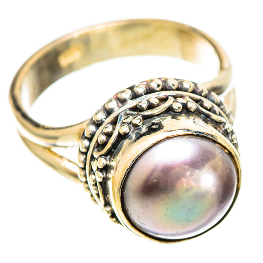 Titanium Pearl Rings handcrafted by Ana Silver Co - RING109659 - Photo 2