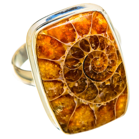 Ammonite Fossil Rings handcrafted by Ana Silver Co - RING109693 - Photo 2