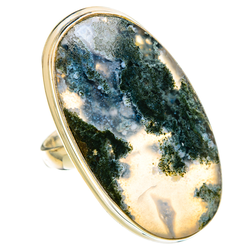 Green Moss Agate Rings handcrafted by Ana Silver Co - RING109761 - Photo 2