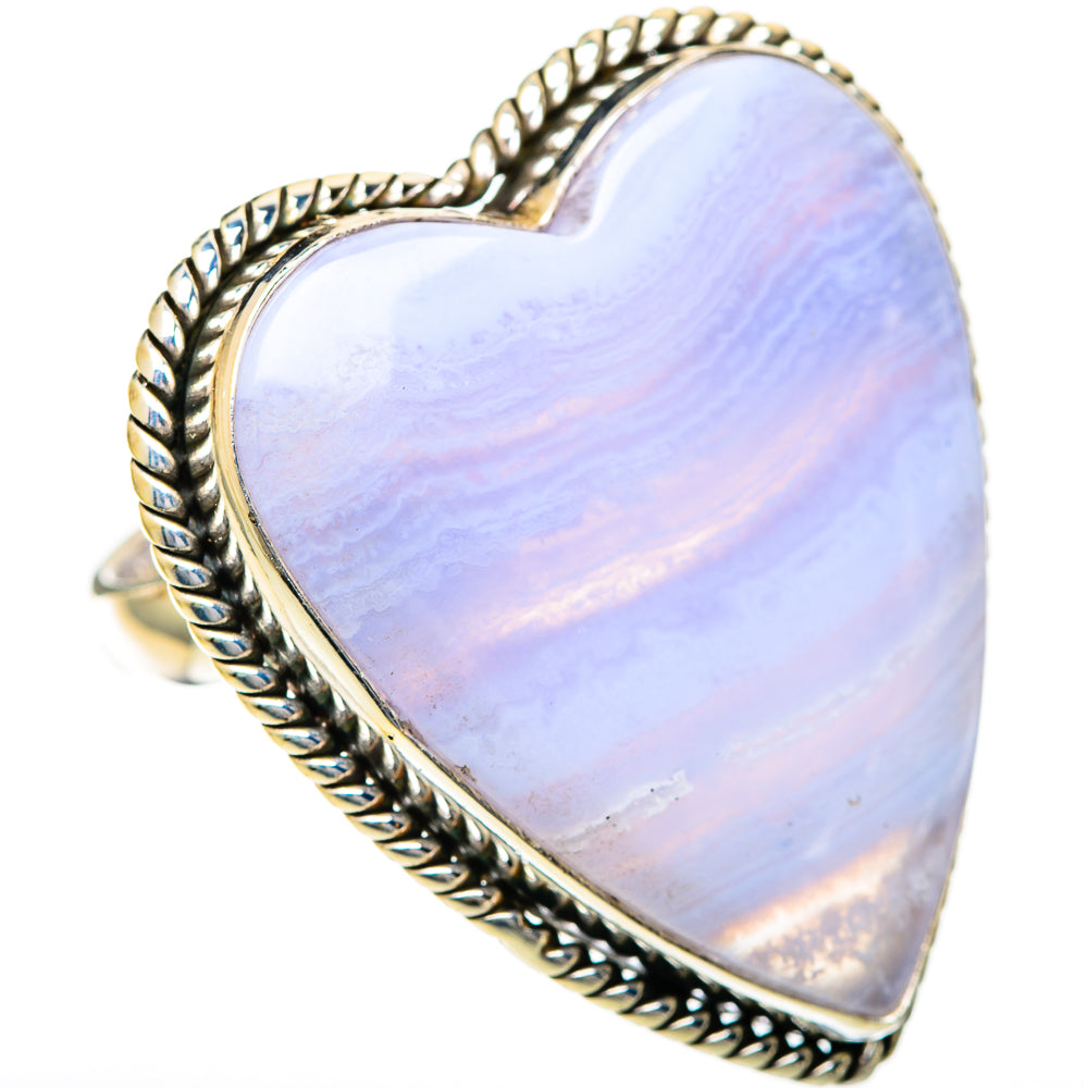 Blue Lace Agate Rings handcrafted by Ana Silver Co - RING109790 - Photo 2