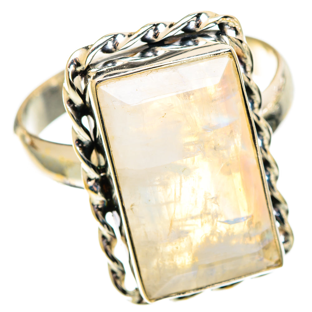 Rainbow Moonstone Rings handcrafted by Ana Silver Co - RING109892 - Photo 2
