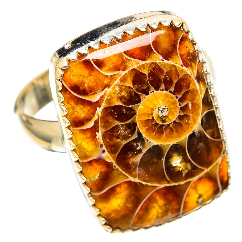 Ammonite Fossil Rings handcrafted by Ana Silver Co - RING109910 - Photo 2