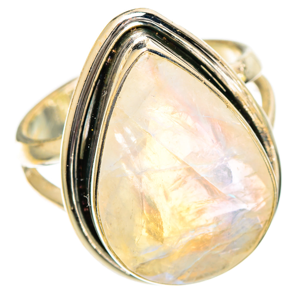 Rainbow Moonstone Rings handcrafted by Ana Silver Co - RING110001 - Photo 2