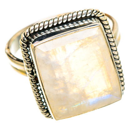 Rainbow Moonstone Rings handcrafted by Ana Silver Co - RING110004 - Photo 2