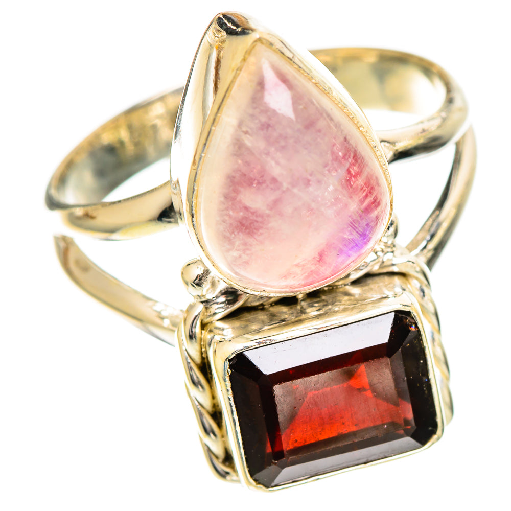 Pink Moonstone Rings handcrafted by Ana Silver Co - RING110009 - Photo 2