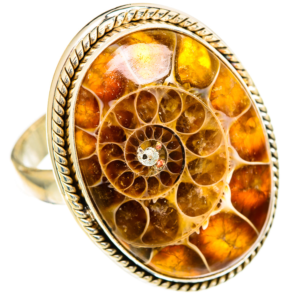 Ammonite Fossil Rings handcrafted by Ana Silver Co - RING110029 - Photo 2