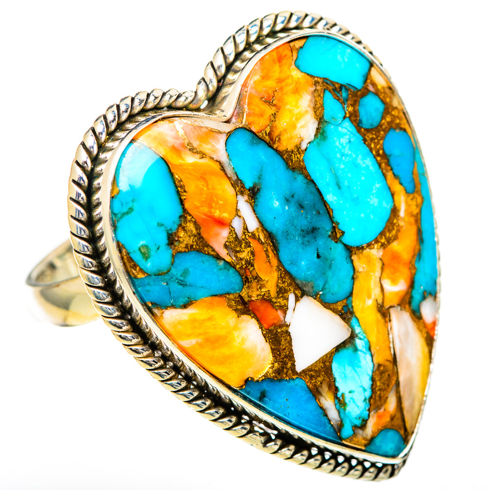 Spiny Oyster Turquoise Rings handcrafted by Ana Silver Co - RING110046 - Photo 2