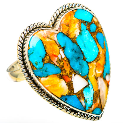 Spiny Oyster Turquoise Rings handcrafted by Ana Silver Co - RING110046 - Photo 2